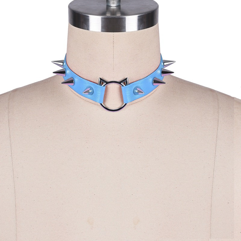 Spiky Kitty Ring Leather Collar (Colors) - Puppy's Aesthetics