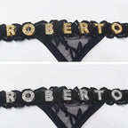 Custom Sparkle &amp; Lace Crystal Letter Thong