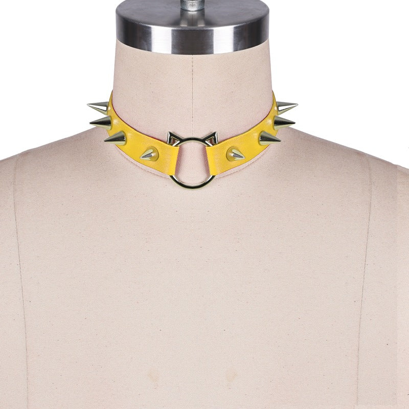 Spiky Kitty Ring Leather Collar (Colors) - Puppy's Aesthetics
