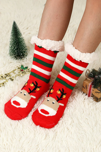 Red Reindeer Christmas Knit Socks - Puppy's Aesthetics