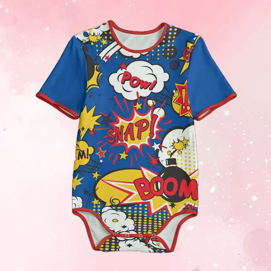 Blue Comic 'Pow!' Adult Unisex Onesie - Image #1