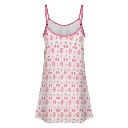 Strawberry Bow Lace Camis Nightgown