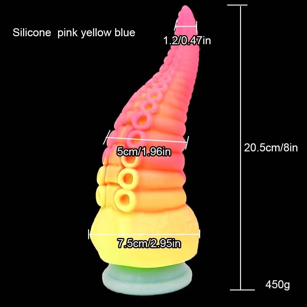 Large Silicone Tentacle Dildo (Colors) Silicone pink yellow