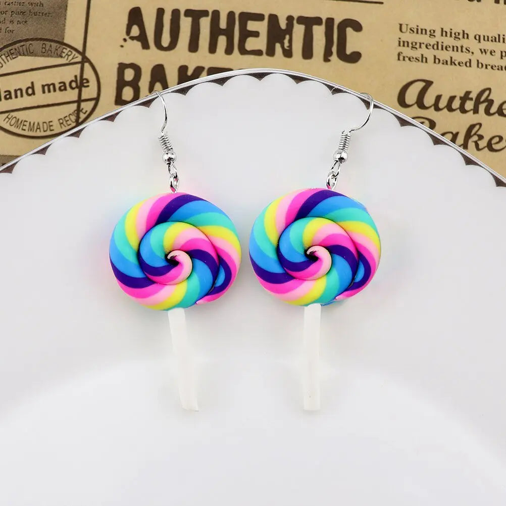 Rainbow Lollipop Drop Earrings silver H