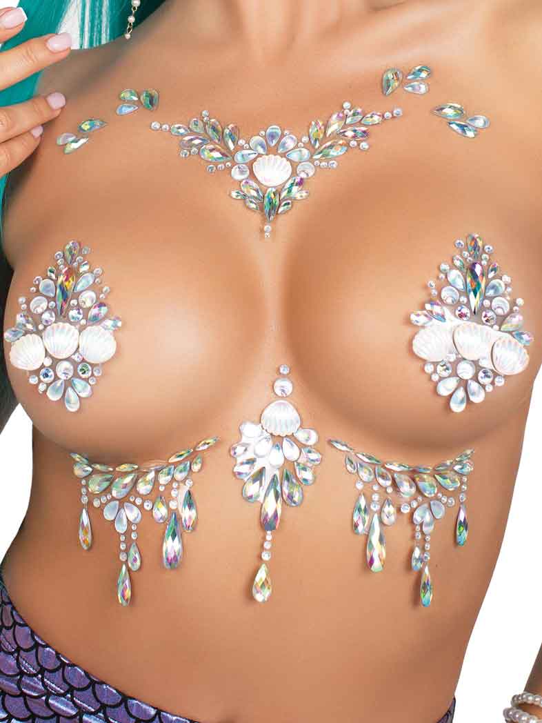 USA Only - Siren Adhesive Body Jewels Sticker - Clear (One Size)
