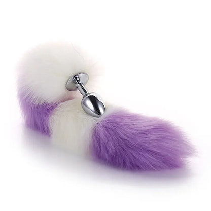 Kawaii Pink & Black Anal Tail (28 Colors) White Purple-02