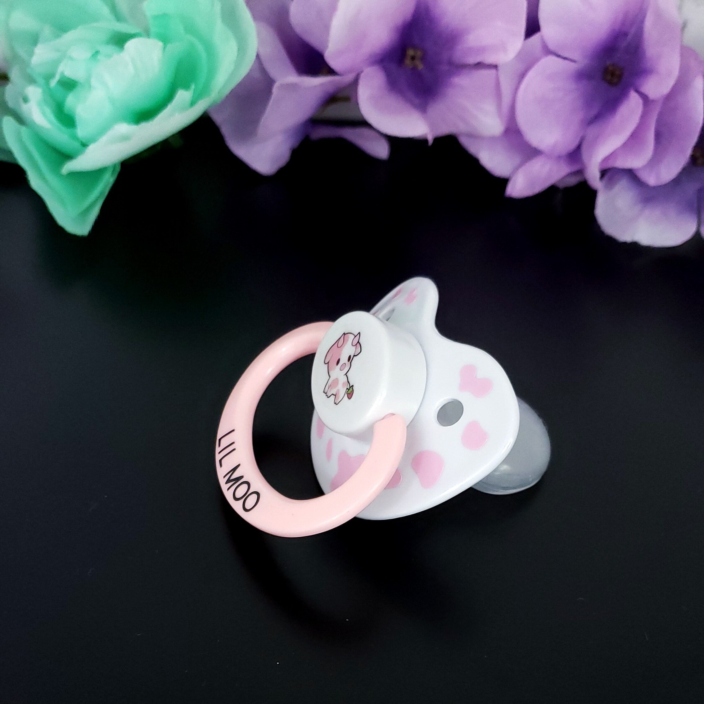 Adult Pacifier - Sweet Pink Cow