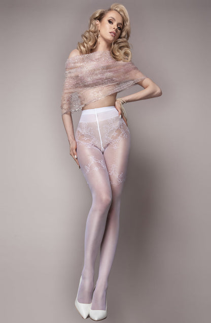 White Patterned Tights (White)