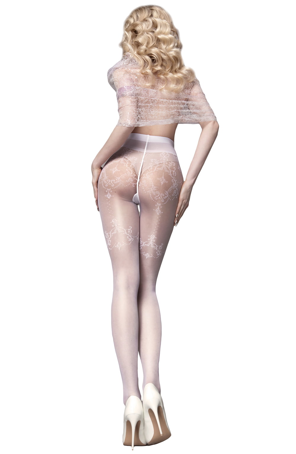White Patterned Tights (White)