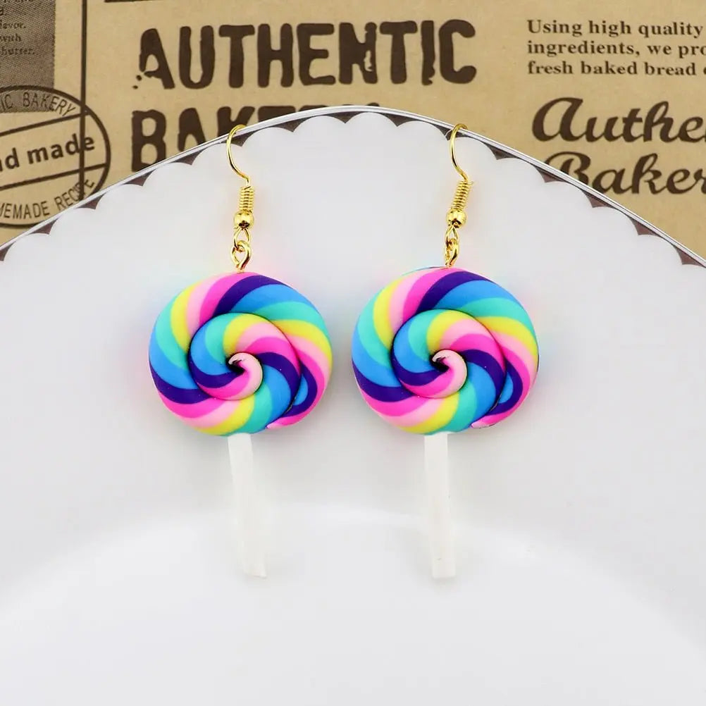 Rainbow Lollipop Drop Earrings gold H