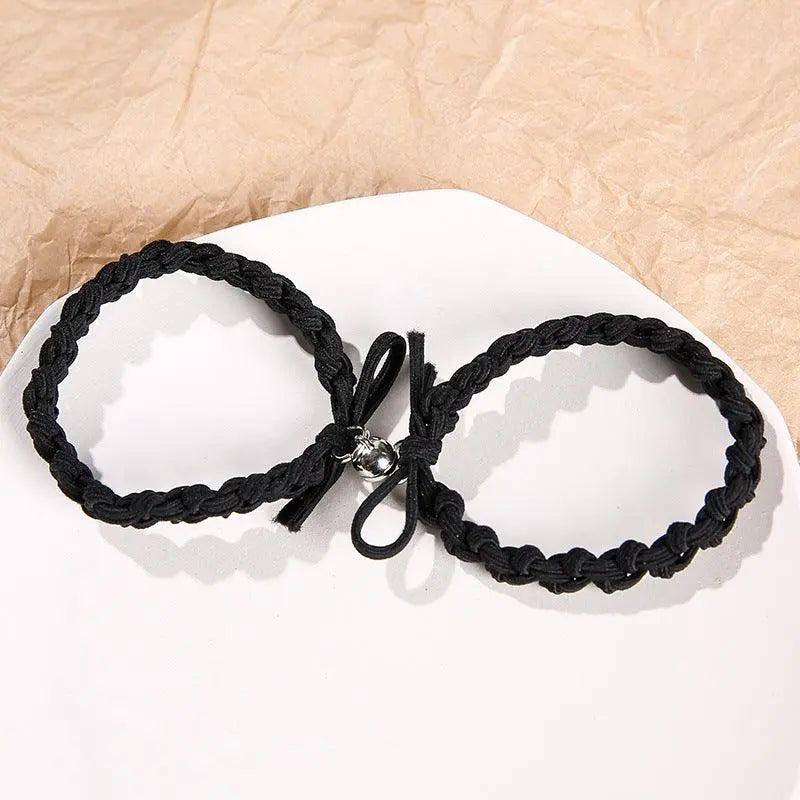 Magnet Couple Bracelet Set (Colors) 1 # handmade magnetic lifting bracelet [black rope pair]
