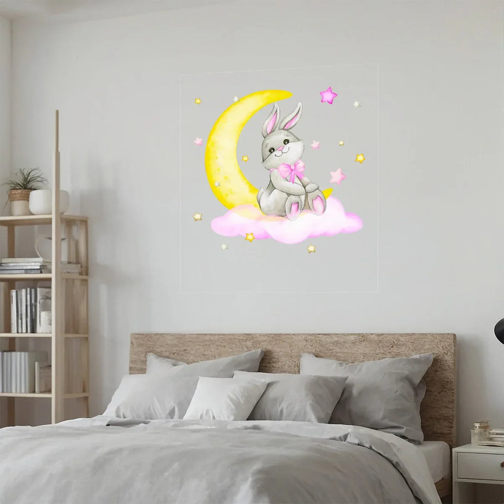 Lil Moon Bunny PVC Wall Sticker - Puppy's Aesthetics
