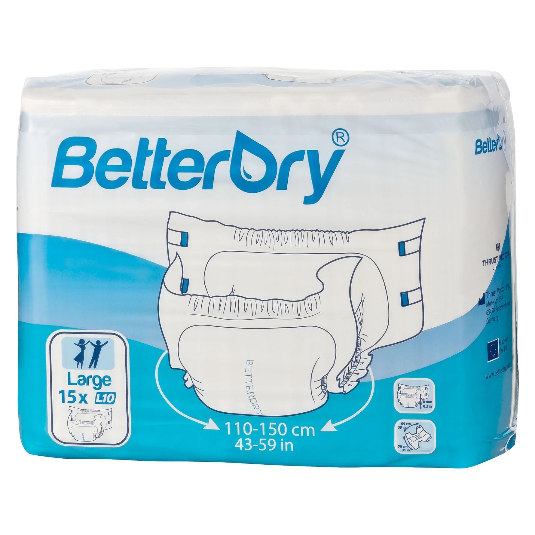 BetterDry Overnight Adult Diapers Plastic Backing