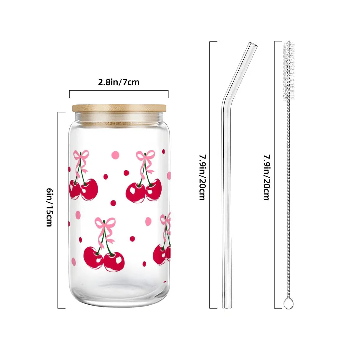 Pretty In Cherries Glass Sipper - Puppy's Aesthetics