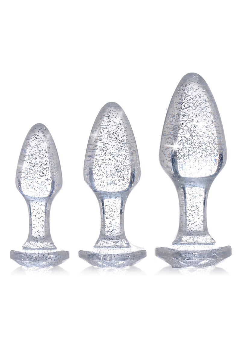 Booty Sparks Pink Glitter Gem Anal Plug Set