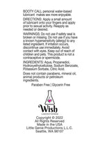 Booty Call Water Based Lubricant