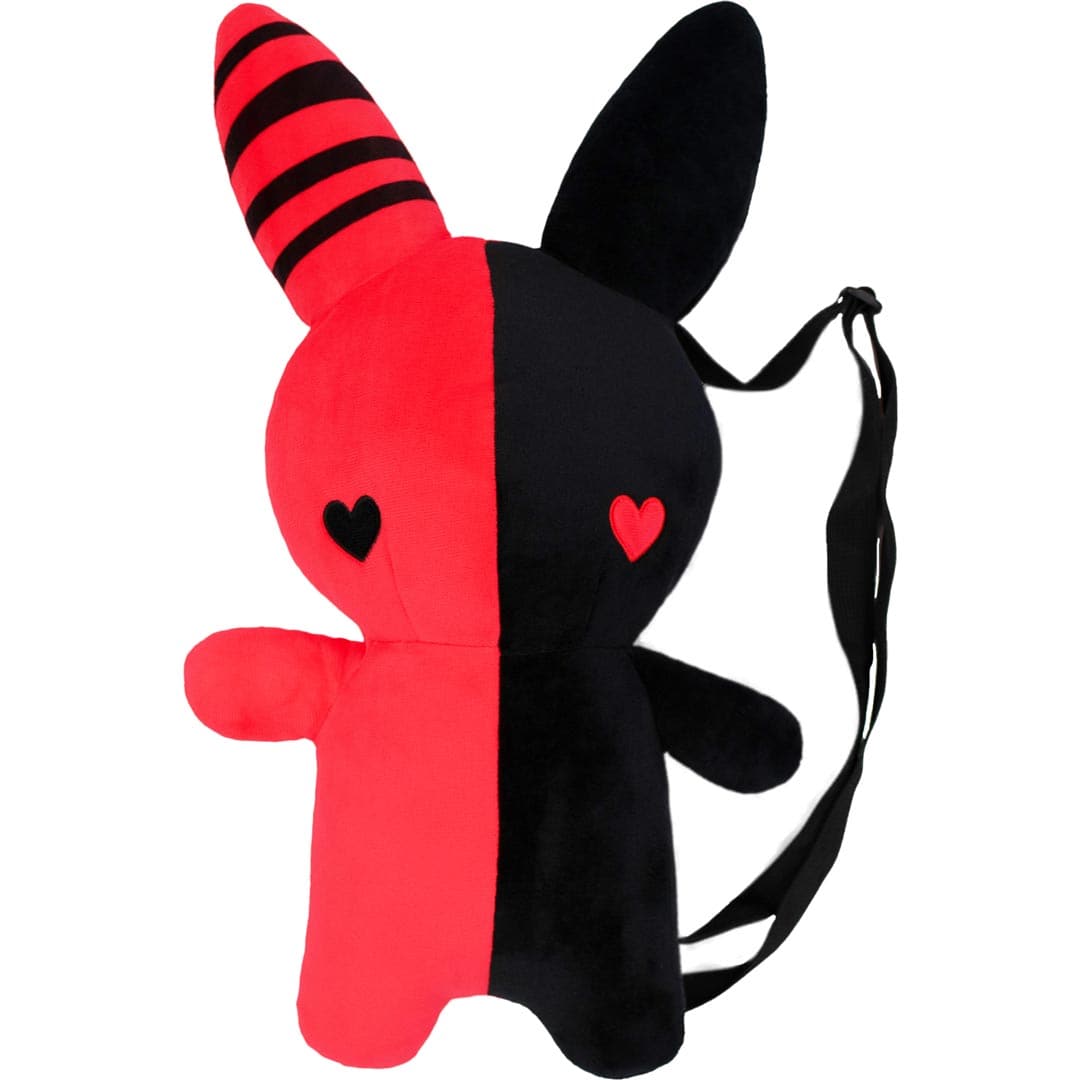 Rabbit Plush Backpack – Red/Black (20”)