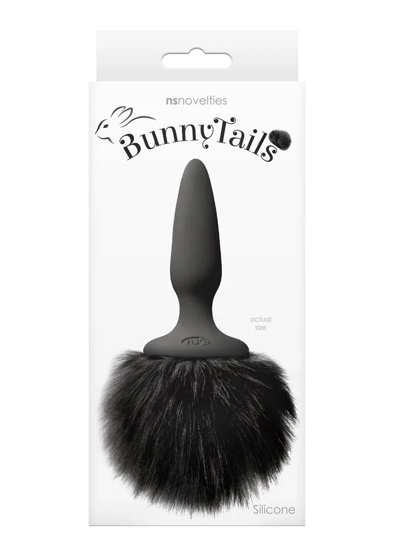 Bunny Tails Black Silicone Butt Plug - Puppy's Aesthetics