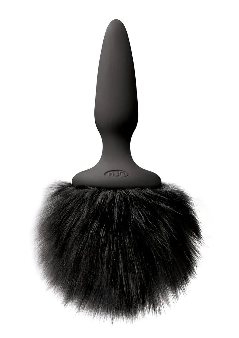 Bunny Tails Black Silicone Butt Plug - Puppy's Aesthetics