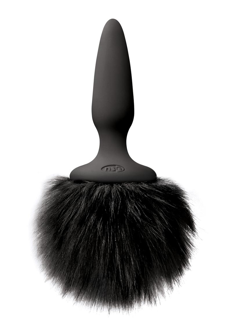 Bunny Tails Black Silicone Butt Plug