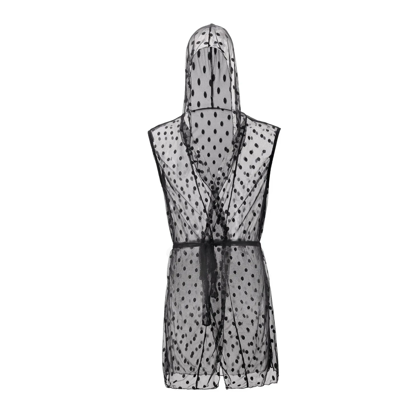 Midnight Whispers Men’s Lace Mesh Bathrobe - Puppy's Aesthetics