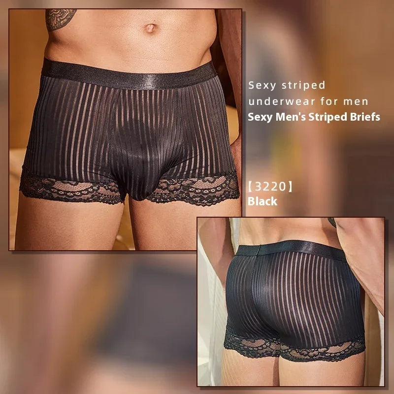 Lace Desire Men’s Striped Bra Set - Puppy's Aesthetics