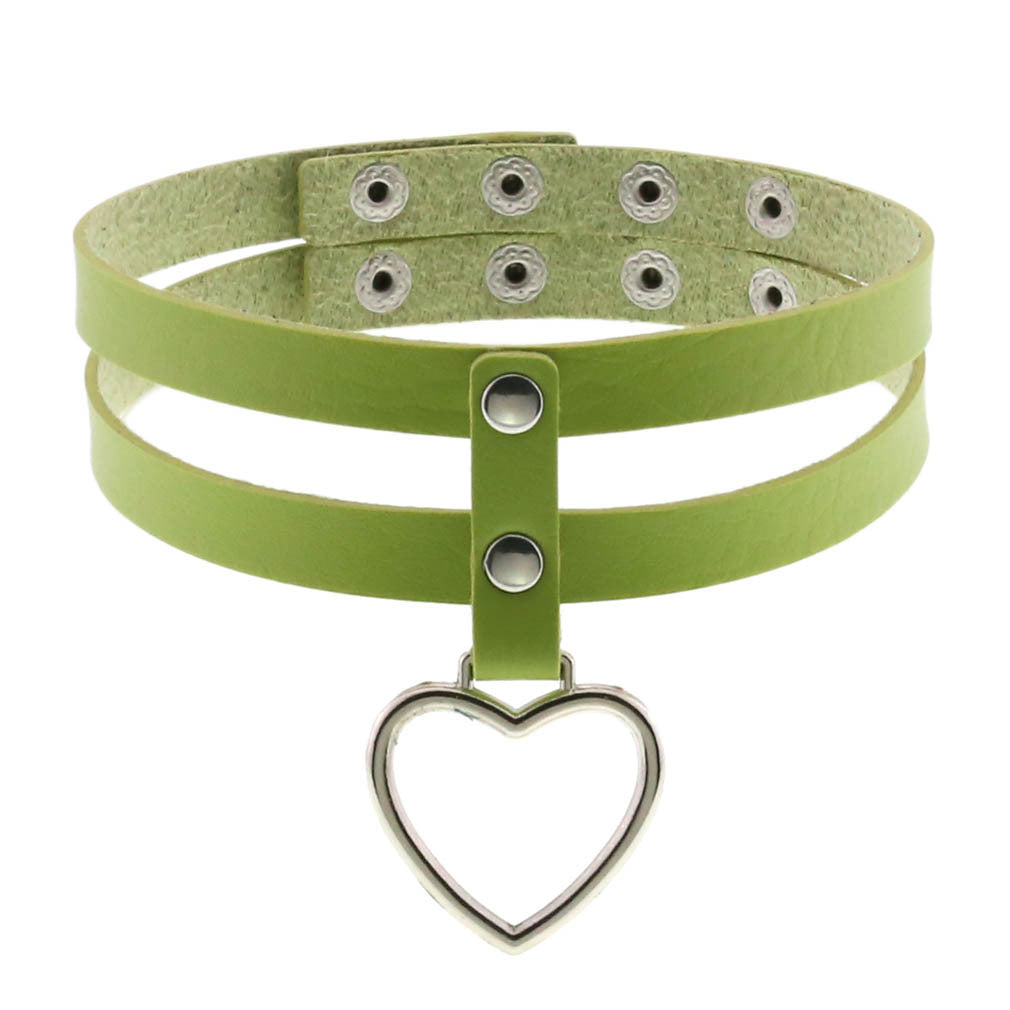 PU Leather Heart Pendant Collar (Colors) - Puppy's Aesthetics