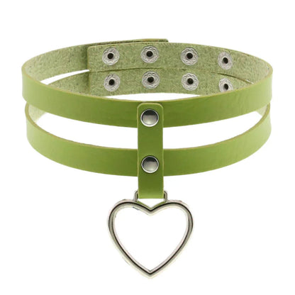 PU Leather Heart Pendant Collar (Colors) - Puppy's Aesthetics