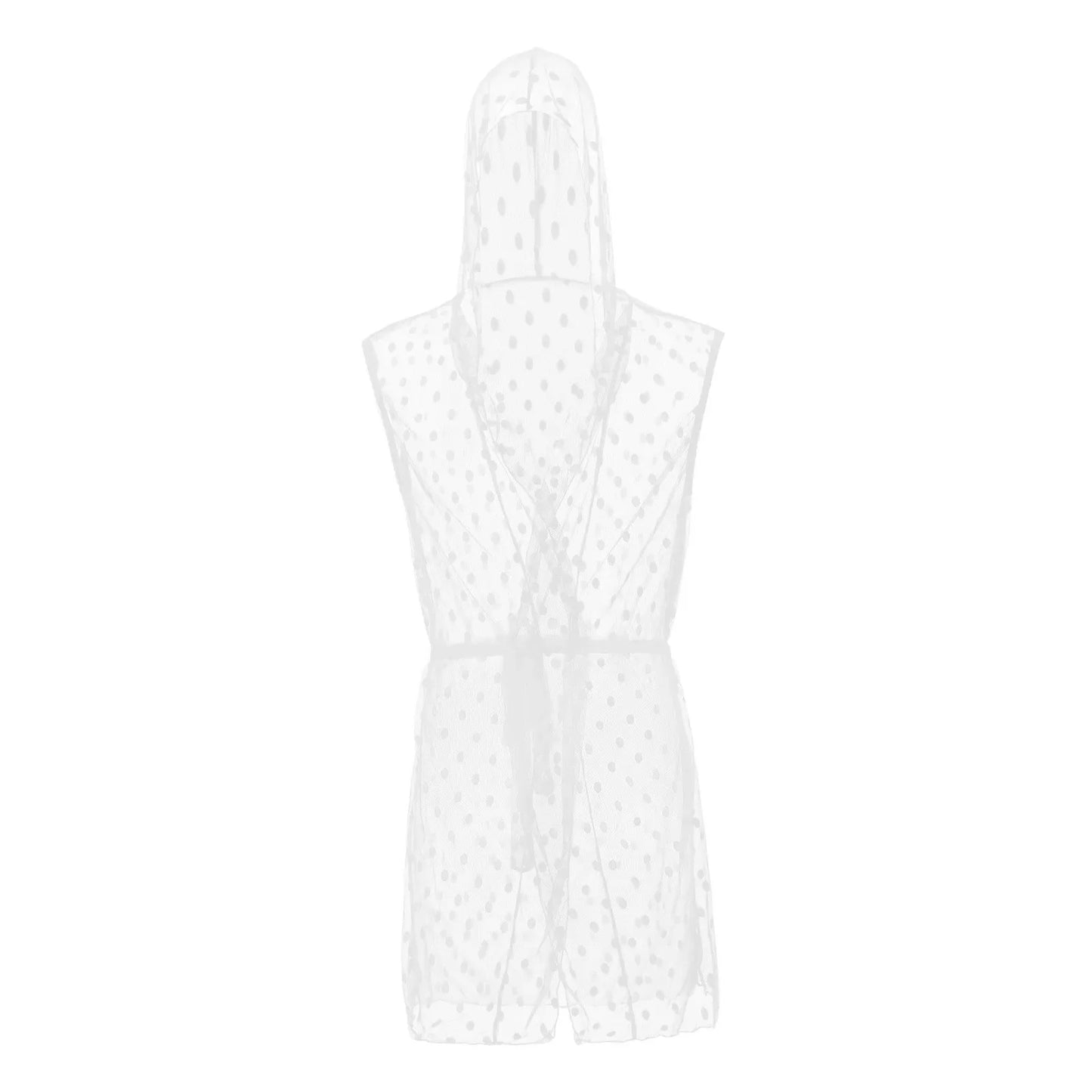 Midnight Whispers Men’s Lace Mesh Bathrobe - Puppy's Aesthetics