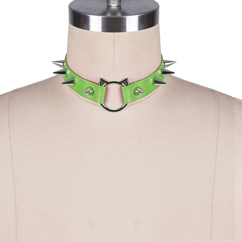 Spiky Kitty Ring Leather Collar (Colors) - Puppy's Aesthetics