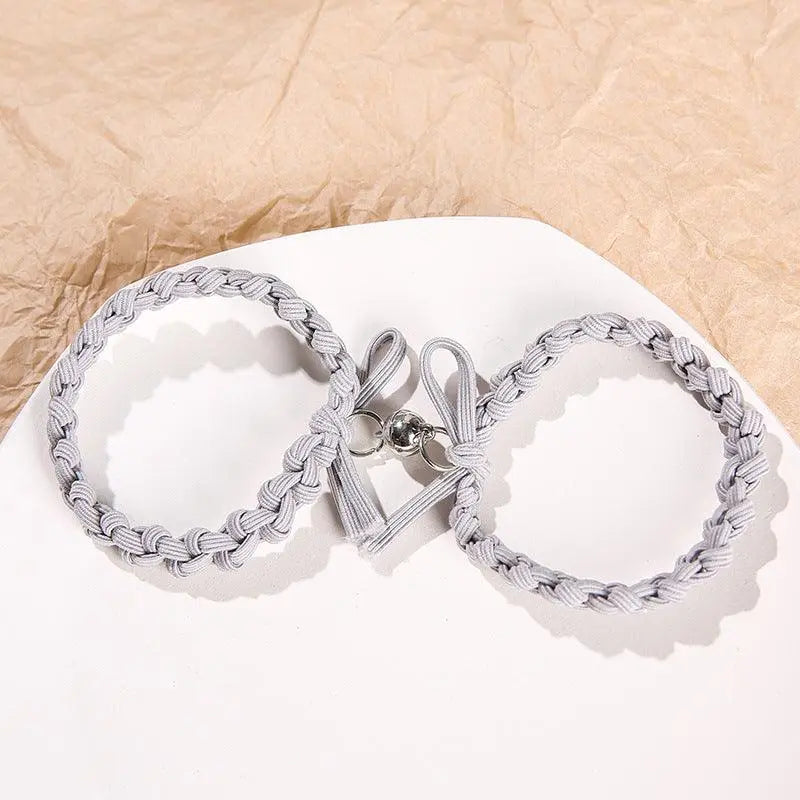 Magnet Couple Bracelet Set (Colors) 3 # handmade magnetic knitting bracelet [gray rope pair]