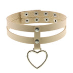 PU Leather Heart Pendant Collar (Colors) - Puppy's Aesthetics