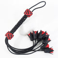 Thorned Obedience Rose Whip – Black & Red Leather