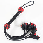 Thorned Obedience Rose Whip – Black & Red Leather