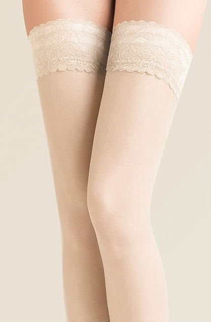 200 Denier Transparent Hold-Ups with Lace Top (Ivory)