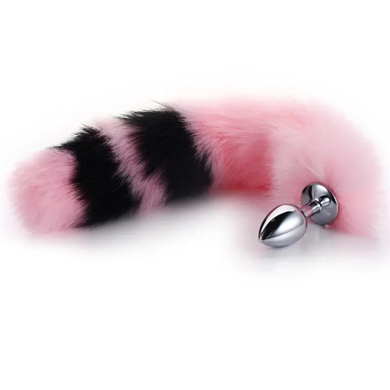 Kawaii Pink & Black Anal Tail (28 Colors) Pink Black