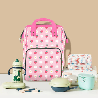 Strawberry Plaid Large Diaper Bag - Puppy's Aesthetics