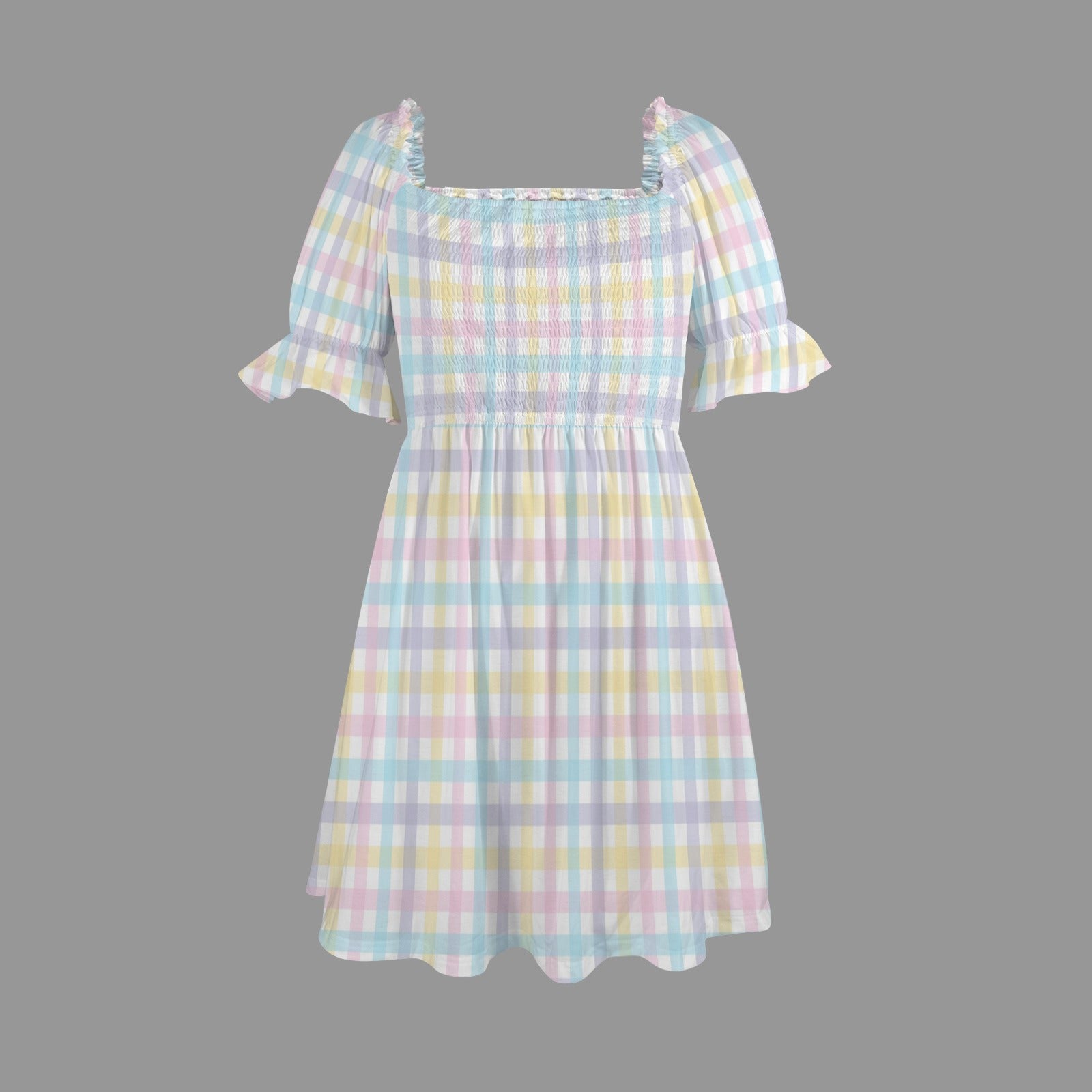 Pretty Unicorn Plaid Ruffle Dress