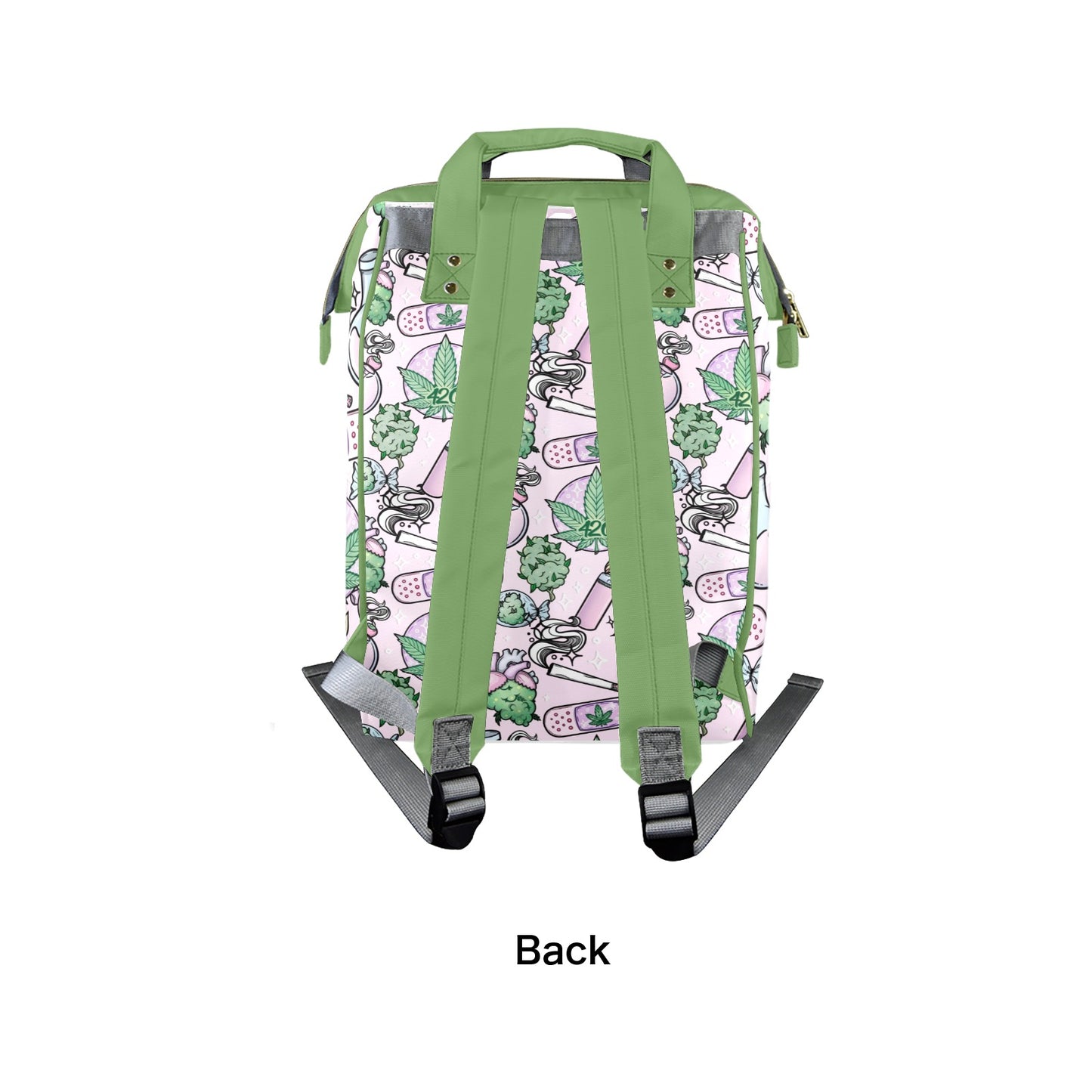 Pink Cannabis Large Diaper Bag