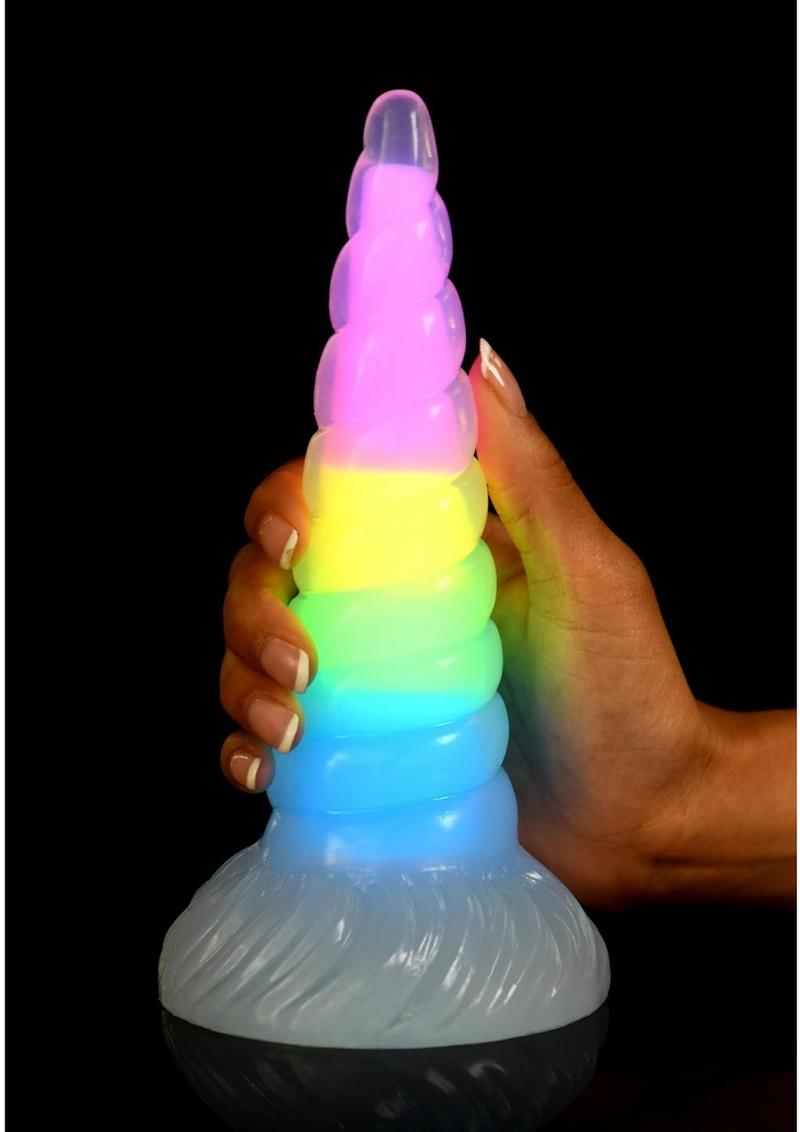 Uni-Glow Glow Rainbow Silicone Dildo