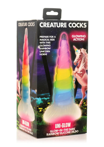 Uni-Glow Glow Rainbow Silicone Dildo