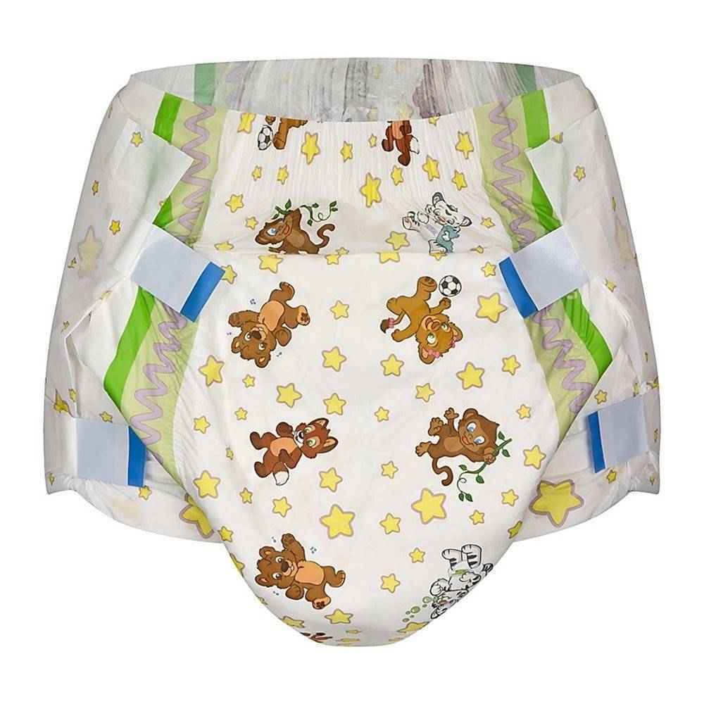 Reusable diaper with bear and star pattern on a white background