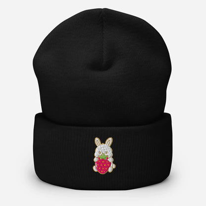 Strawberry Bunny Cuffed Beanie - Puppy's Aesthetics