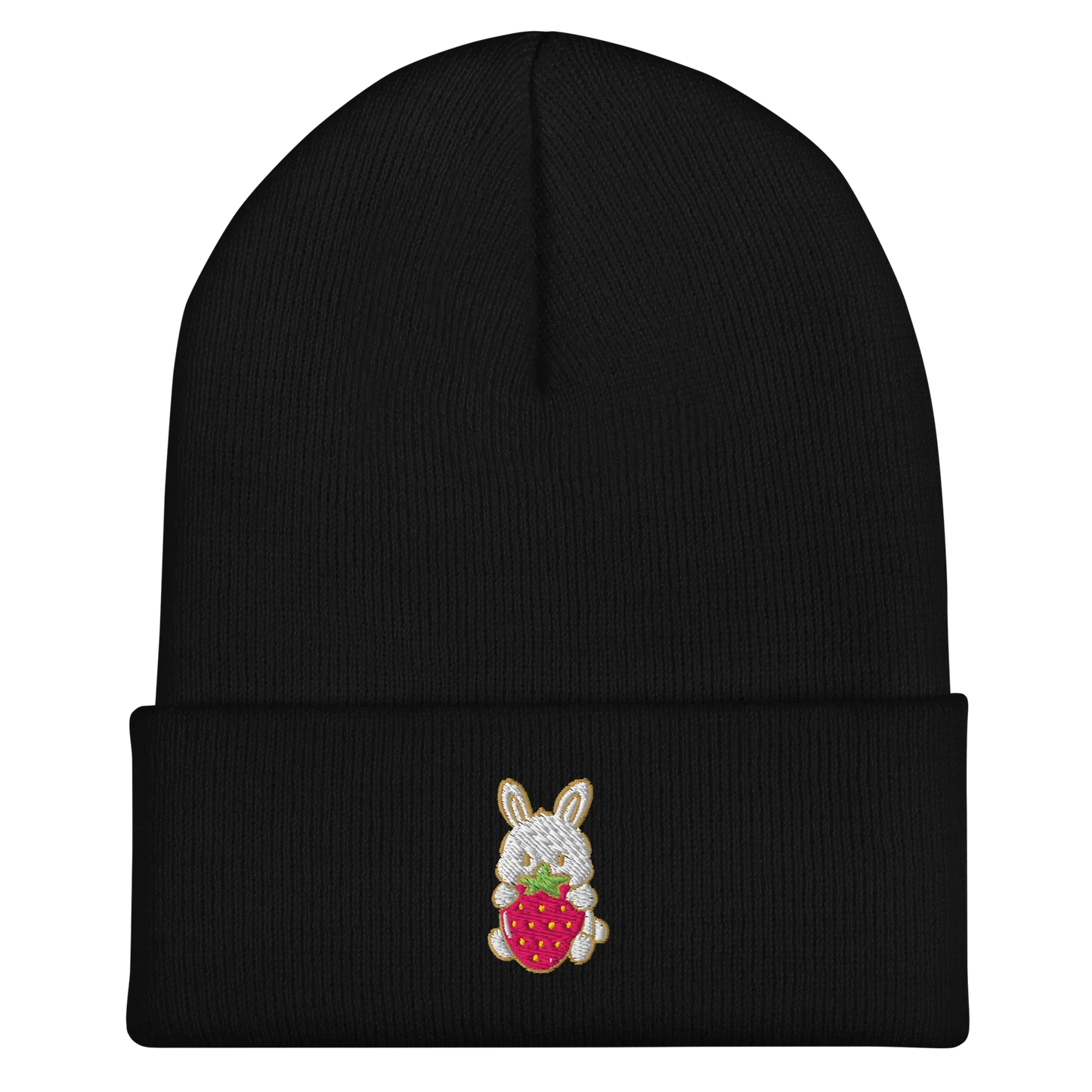 Strawberry Bunny Cuffed Beanie - Puppy's Aesthetics
