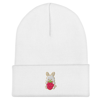 Strawberry Bunny Cuffed Beanie - Puppy's Aesthetics