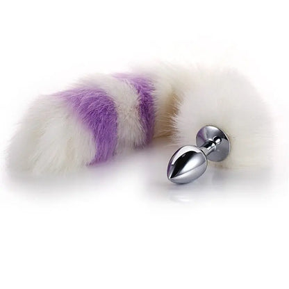 Kawaii Pink & Black Anal Tail (28 Colors) White Purple