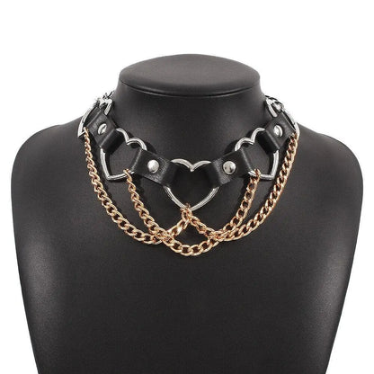 Sexy PU Chains Tassel Collar