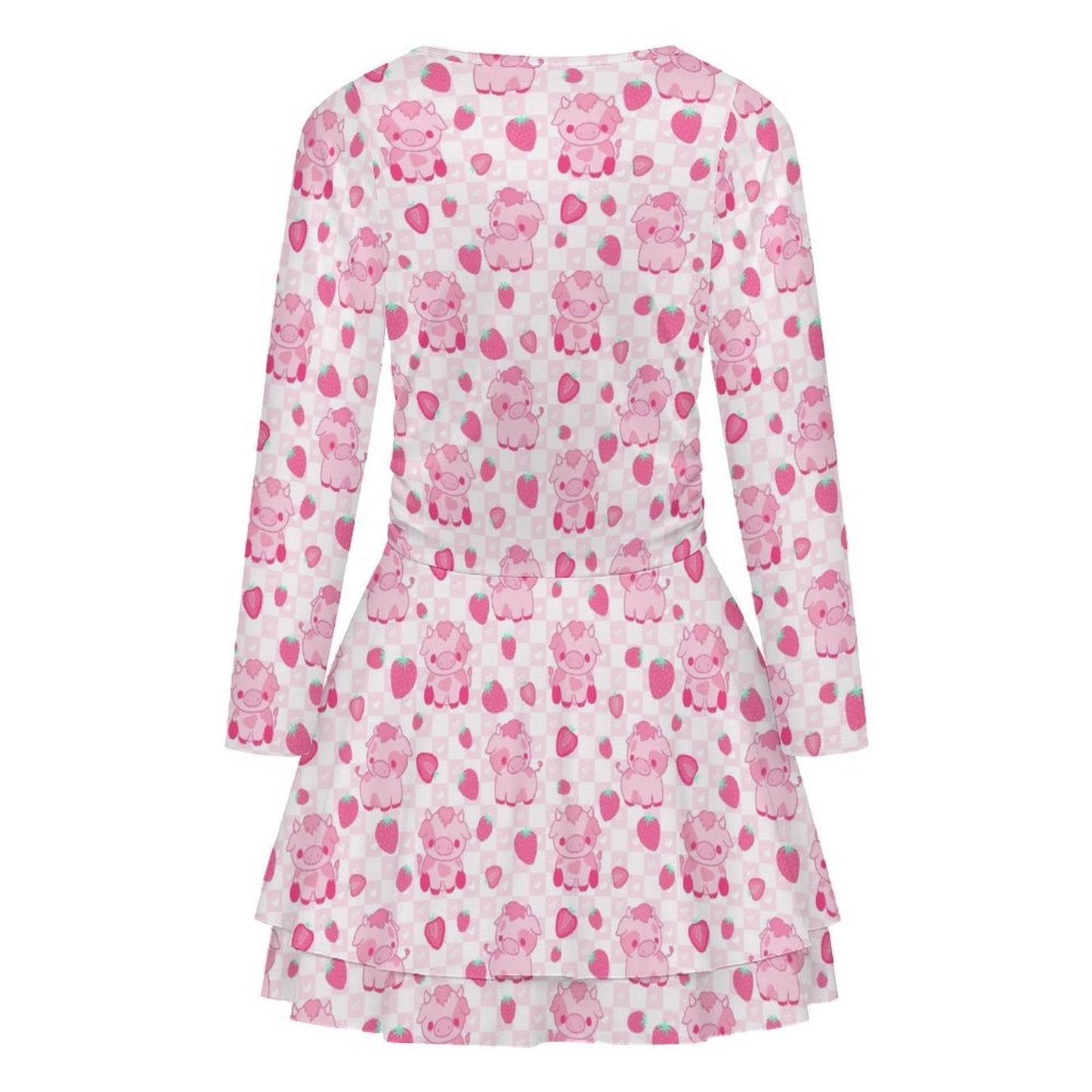Custom Women's Square Neckline Ruffled Mini Dress