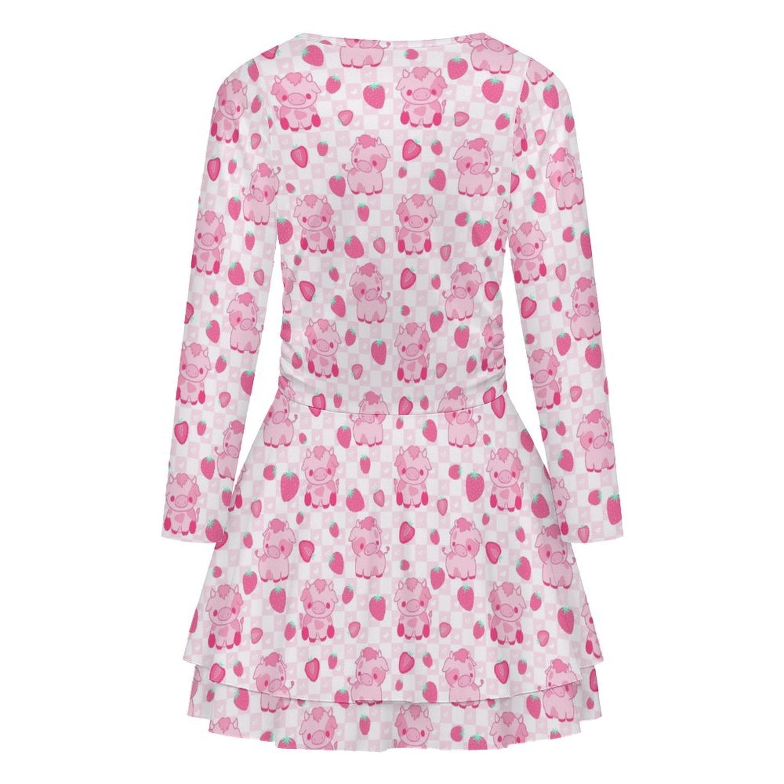 Custom Women's Square Neckline Ruffled Mini Dress
