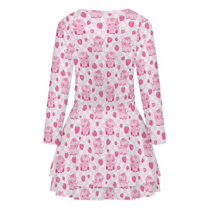 Custom Women's Square Neckline Ruffled Mini Dress